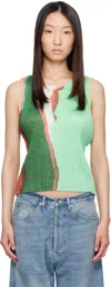 Issey Miyake Abstract-print Sleeveless Top In Green