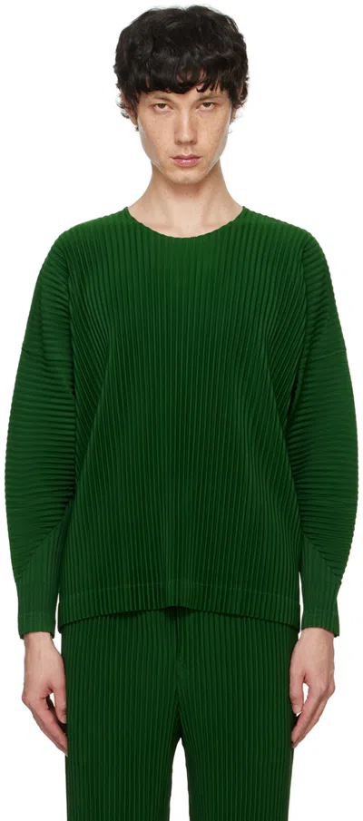Issey Miyake Green Monthly Colors August Long Sleeve T-shirt In 64-seaweed Green