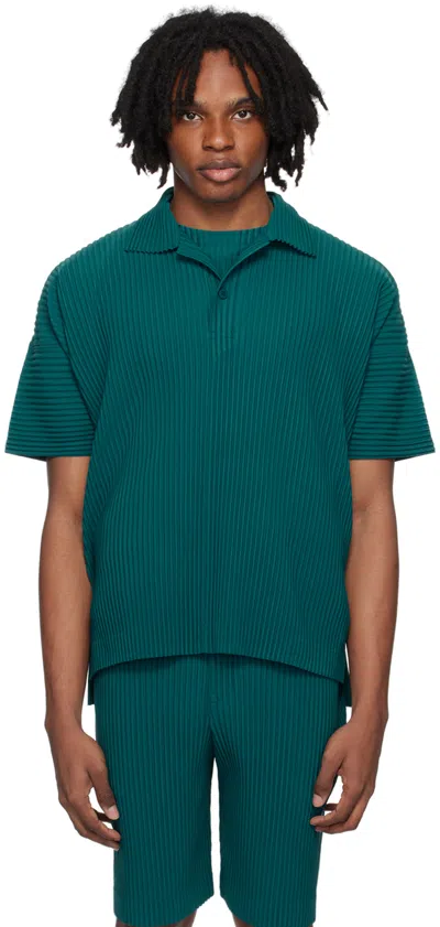 Issey Miyake Green Monthly Color May Polo In 63-teal Green