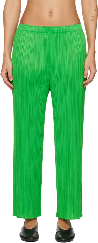 Issey Miyake Pleats Please Pleated Trousers In Green