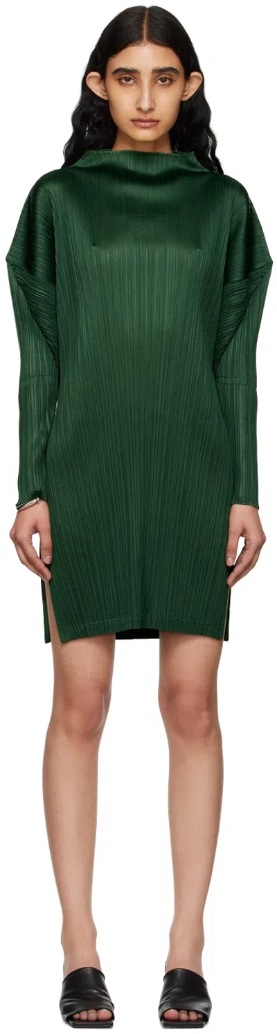 Issey Miyake Green Monthly Colors February Minidress In 62 Green