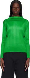 Issey Miyake Womens Green Long-sleeve Mock-neck Pleats Knitted Top In 62 Green