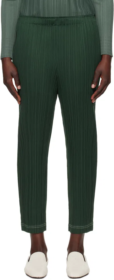Issey Miyake Green Ramie Trousers In 68 Deep Green