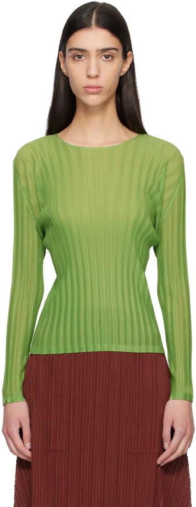 Issey Miyake Green Rib Pleats November Top