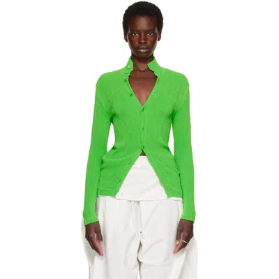 Issey Miyake Green Rill Cardigan