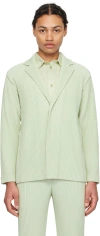 ISSEY MIYAKE GREEN TAILORED PLEATS 1 BLAZER