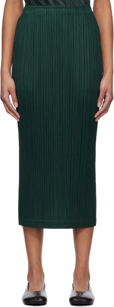 Issey Miyake Green Thicker Bottoms 1 Midi Skirt In 67 Dark Green