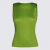Issey Miyake Pleated Sleeveless Top In Green