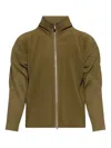 Issey Miyake Olive Green Zip-up Jacket With Ribbed Texture In Green