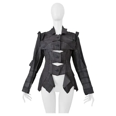 Pre-owned Issey Miyake Grey Deconstructed Jacket With Cutouts 2002 In Gray