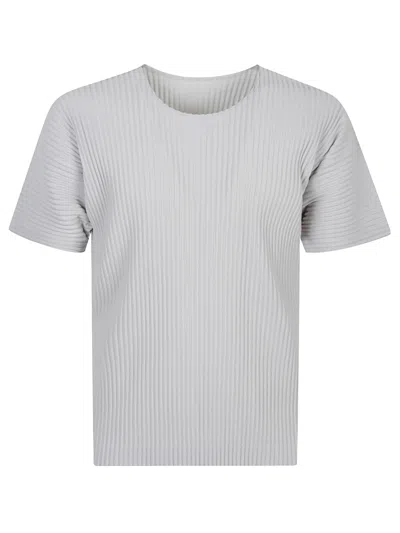 ISSEY MIYAKE GREY ROUND NECK TEXTURED T-SHIRT