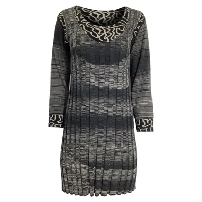 Issey Miyake Haat By  Printed Dress In Grey Wool