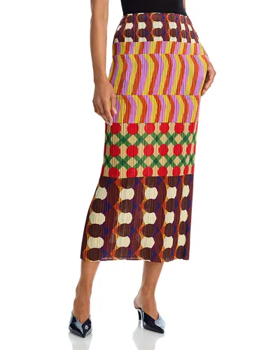 Issey Miyake Harmony Printed Midi Skirt In Multi
