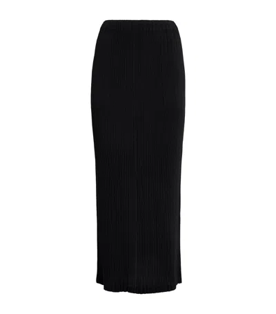 Issey Miyake Hatching Bottoms Pleated Maxi Skirt In Black