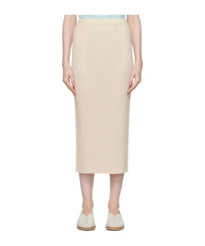Issey Miyake Hatching Knitted Skirt In Nude