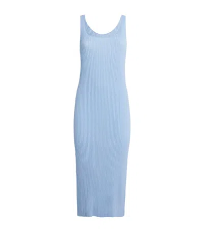 Issey Miyake Hatching Midi Dress In Blue