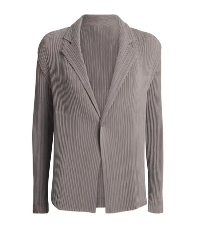 Issey Miyake Hatching Pleats Blazer In Grey