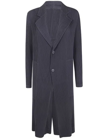 Issey Miyake "hatching Pleats" Coat Clothing In Blue