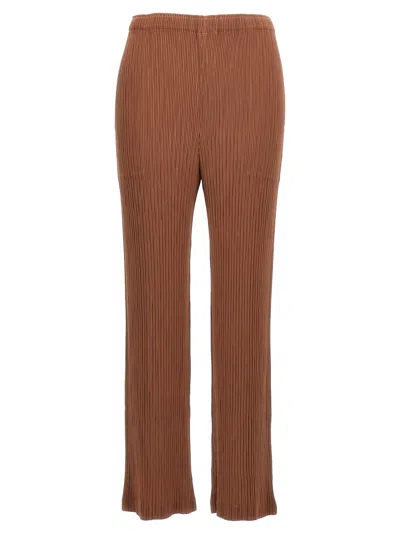 Issey Miyake Hatching Pleats Pants Brown