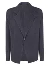 Issey Miyake Hatching Pleats Pleated Jacket In Blue