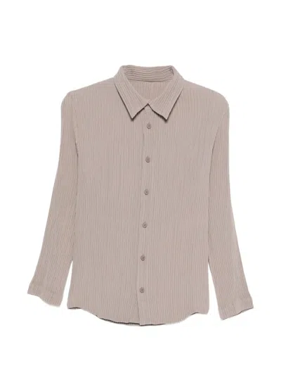 Issey Miyake Hatching Pleats Shirt In Gray