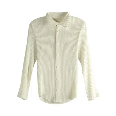 Pre-owned Issey Miyake Hatching Pleats Shirt 'off White' | Women's Size 3