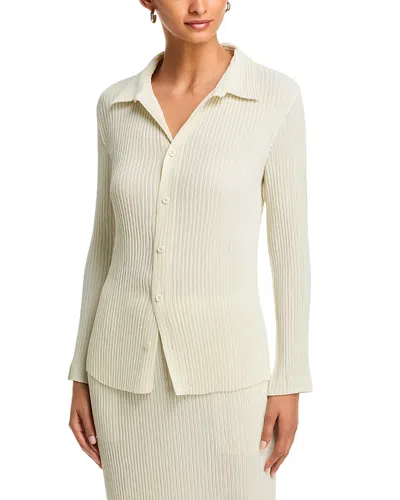 Issey Miyake Hatching Pleats Top In White