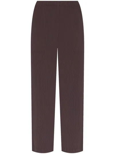 Issey Miyake Hatching Pleated Pants In Brown | ModeSens