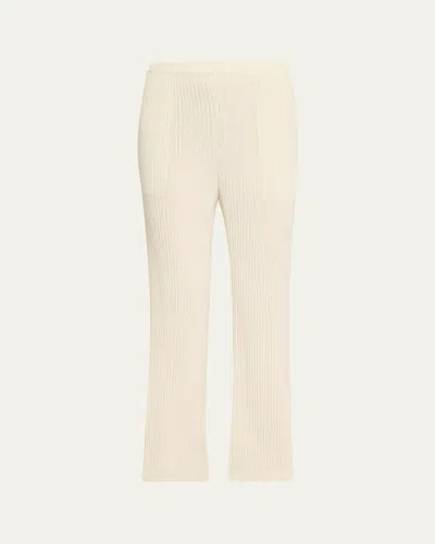 Issey Miyake Hatching Plisse Knit Straight-leg Pull-on Pants In Neutral