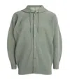 Issey Miyake Hooded Sweatshirt With Ribbed Texture And Long Sleeves In Green