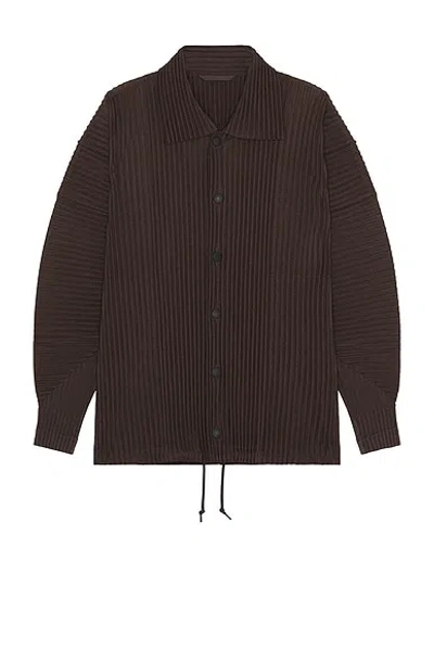 Issey Miyake Heather Pleats Jacket In Brown