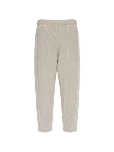 Issey Miyake Herringbone Elasticated Trousers In Brown