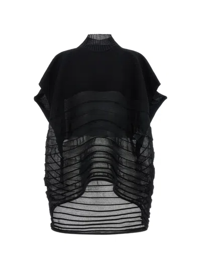 Issey Miyake High-neck Shirt-sleeve Blouse In Blue