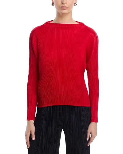 Issey Miyake High Neck Top In Red