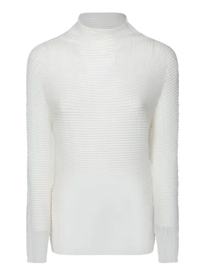 Issey Miyake High Neck Wooly Pleats White Top