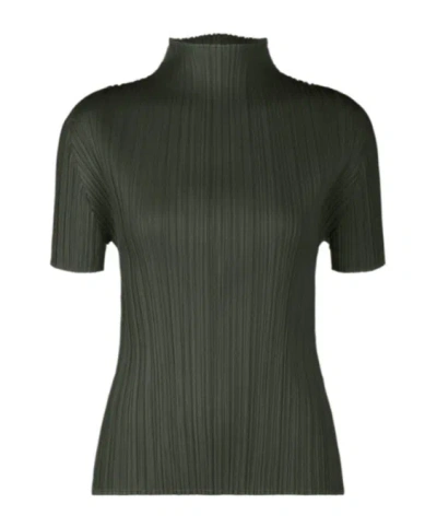 Issey Miyake High-necked Short-sleeved T-shirt In Black