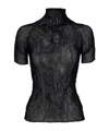 Issey Miyake High-necked Short-sleeved Top In Black