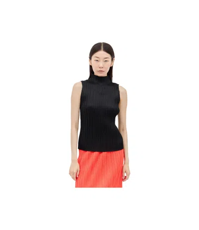 Issey Miyake High-necked Top In Black