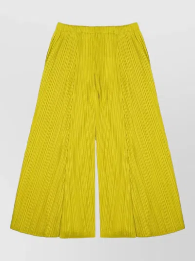 Issey Miyake Pleated Wide-leg Trousers With Elastic Waistband In Green