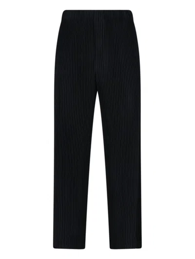 Issey Miyake High-waisted Pleated Trousers With Straight Leg Silhouette In Black