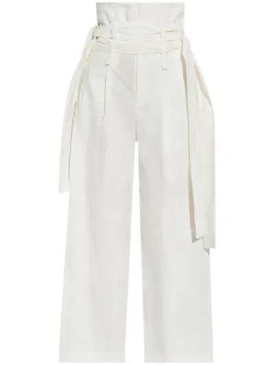 Issey Miyake High-waisted Trousers In White