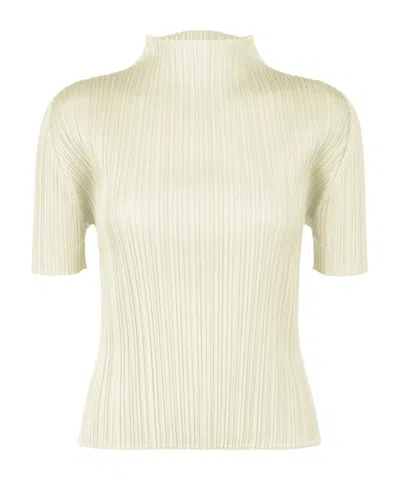 Issey Miyake High-neck Short-sleeved T-shirt In Neutral