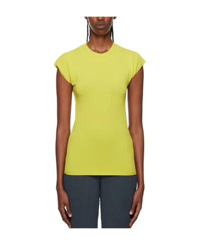 Issey Miyake Hollowed-out Plain Plain Short-sleeved T-shirt In Green
