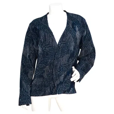 Pre-owned Issey Miyake Homme Plisse Blue Printed Pleated Jacket