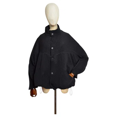 Pre-owned Issey Miyake Homme Plissé By  C.2010 Black Pleated Oversized Jacket