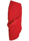 Issey Miyake Homme Plissé  Asymmetric Ribbed-knit Midi Skirt In Red