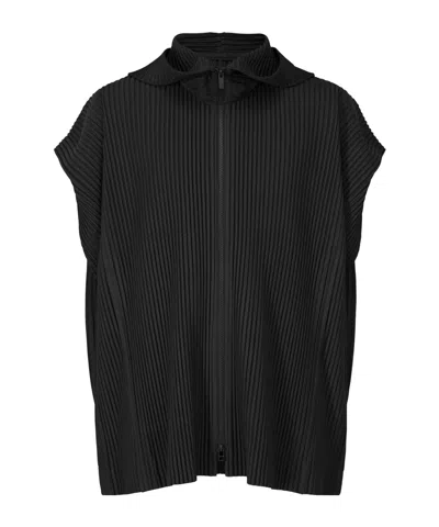 Issey Miyake Homme Plissé  August Pleated Sleeveless Jacket In Black