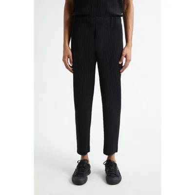 Issey Miyake Homme Plissé  Basics Pleated Straight Leg Pants In Black