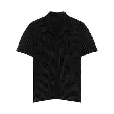 Pre-owned Issey Miyake Homme Plissé  Basics Polo Shirt 'black' | Men's Size 3