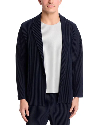 Issey Miyake Homme Plisse  Basics Ribbed Blazer In Blue